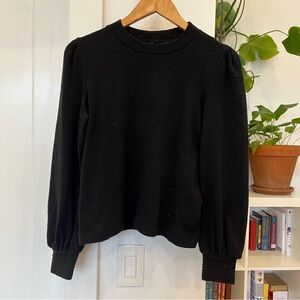Madewell Women's Black Long Sleeve Top with bell sleeves